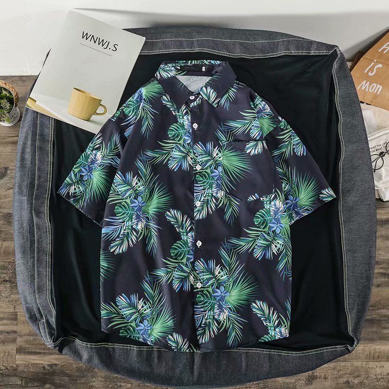 Camisa de manga curta floral v - Vintage Hawaiian Floral Shirt avaliação e preço