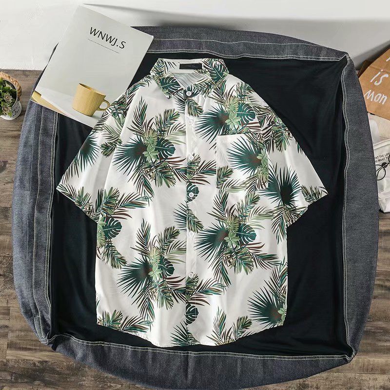 Camisa de manga curta floral v - Vintage Hawaiian Floral Shirt avaliação e preço