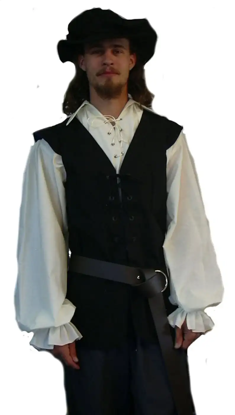 Camisas medievais com babados  - Medieval Gothic Lace Up Pirate Shirt avaliação e preço