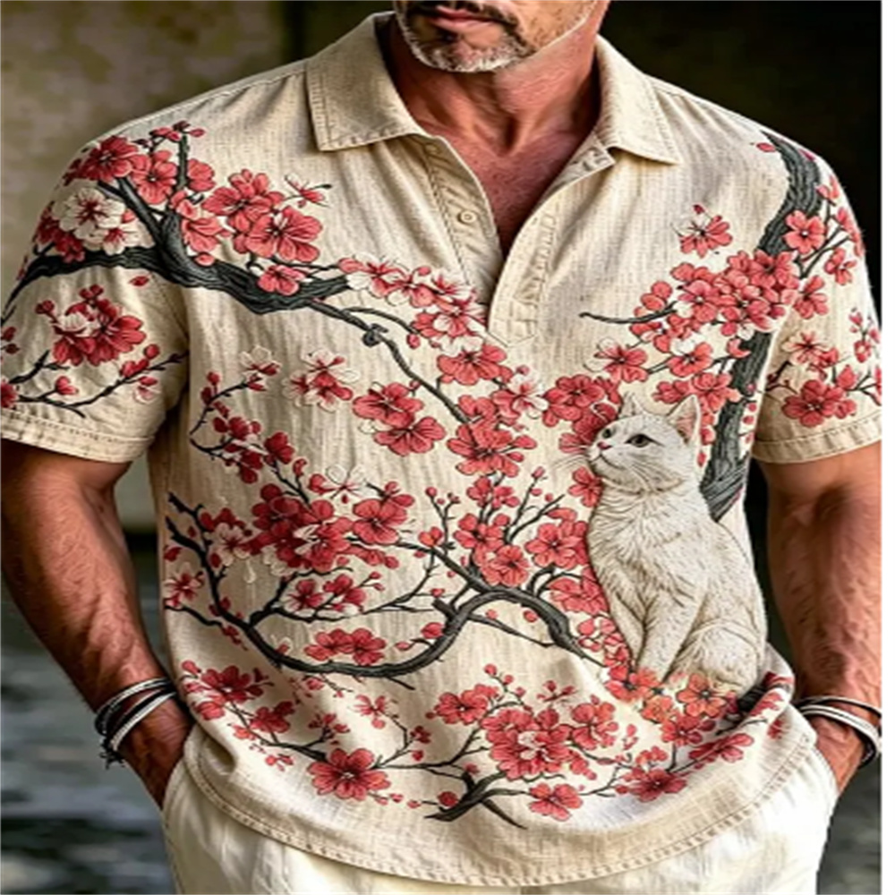 Camisa Polo Masculina de Manga - Vintage Hawaiian Floral Shirt avaliação e preço