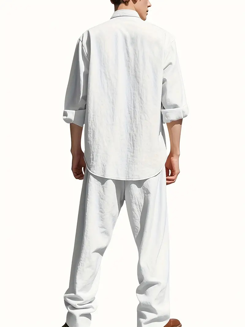 Conjunto de Terno de Linho Bra - Mens Linen Shirt Long Sleeve avaliação e preço