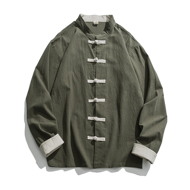 Novo Casaco Kimono Masculino 2 - Mens Linen Shirt Long Sleeve avaliação e preço