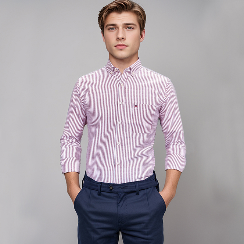 Camisa masculina 100% algodão  - Oxford Cotton Casual Shirt Business avaliação e preço