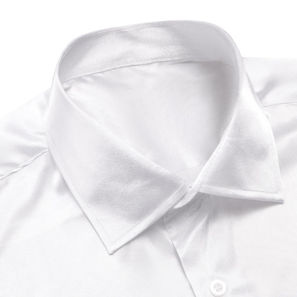 Camisas de cetim de seda branc - Mens Satin Silk Dress Shirt avaliação e preço