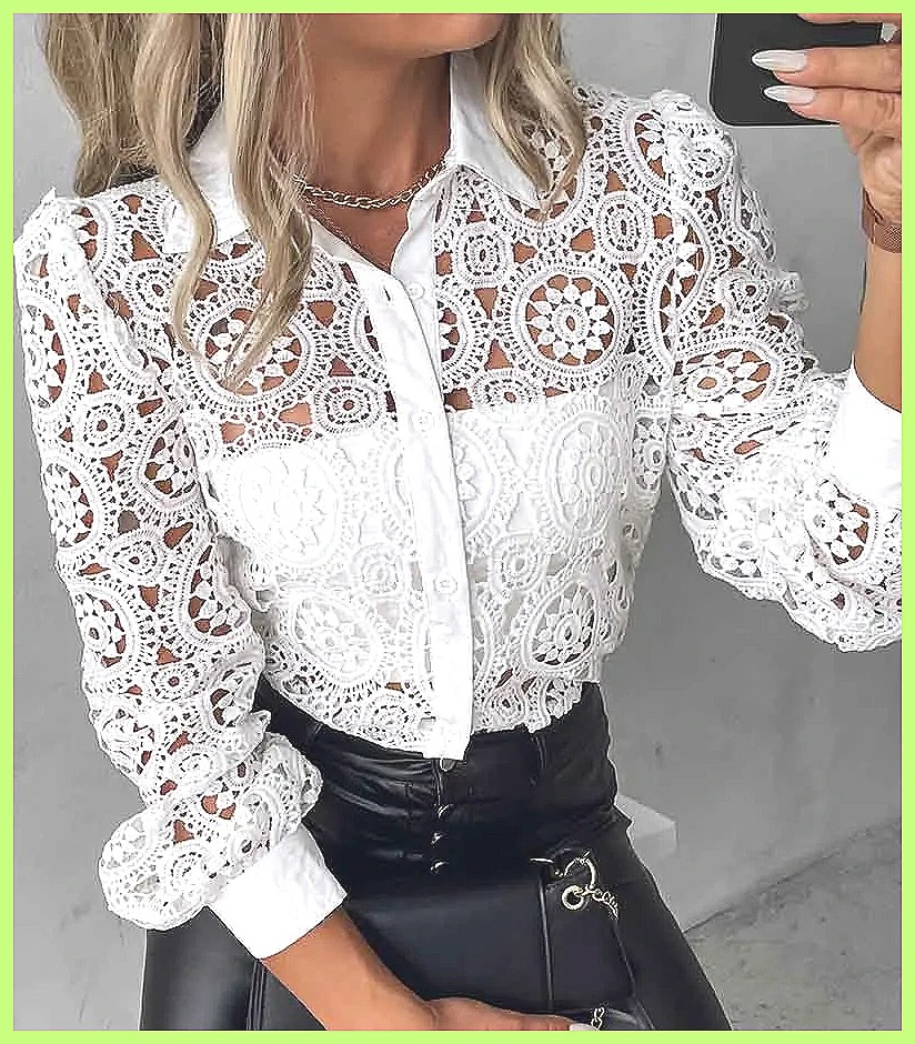 Camisa Branca de Renda Feminin - Shirts avaliação e preço