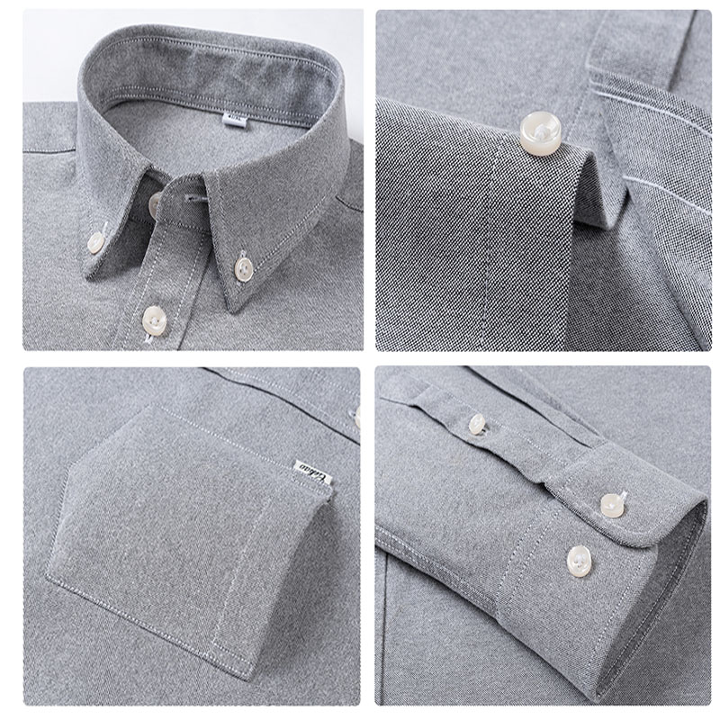 Camisas Casuais de Manga Longa - Oxford Cotton Casual Shirt Business avaliação e preço
