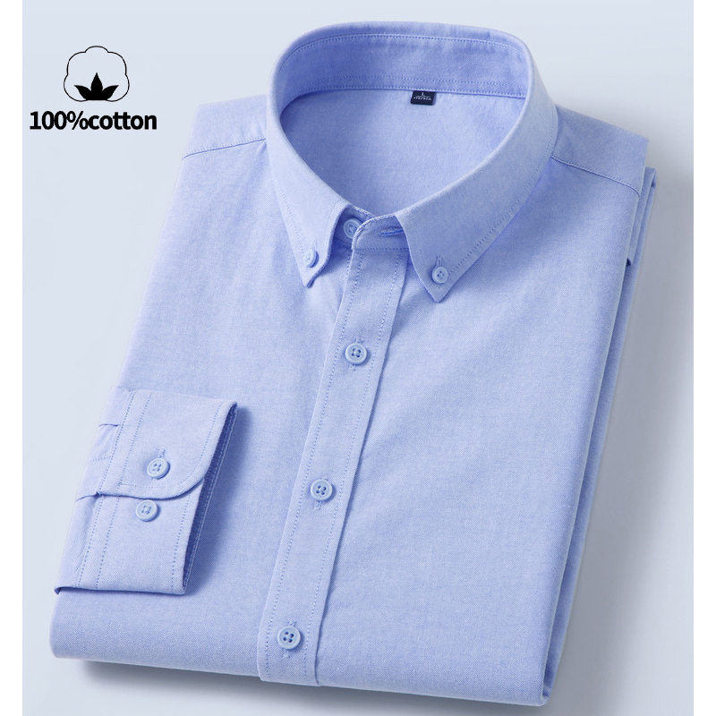 Camisa Oxford Masculina 100% A - Mandarin Collar Formal Shirt Slim Fit avaliação e preço