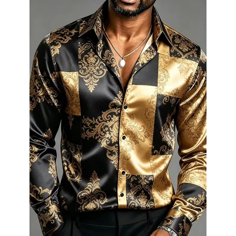 Camisa Social Masculina de Sed - Mens Satin Silk Dress Shirt avaliação e preço
