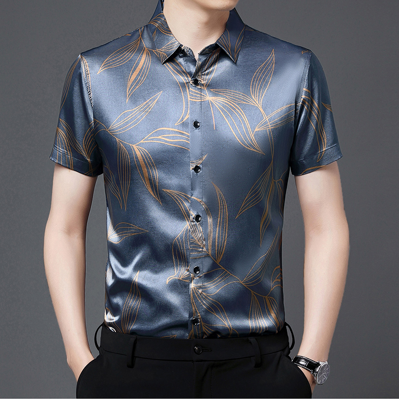 Verão 2022 roupas de seda masc - Mens Satin Silk Dress Shirt avaliação e preço