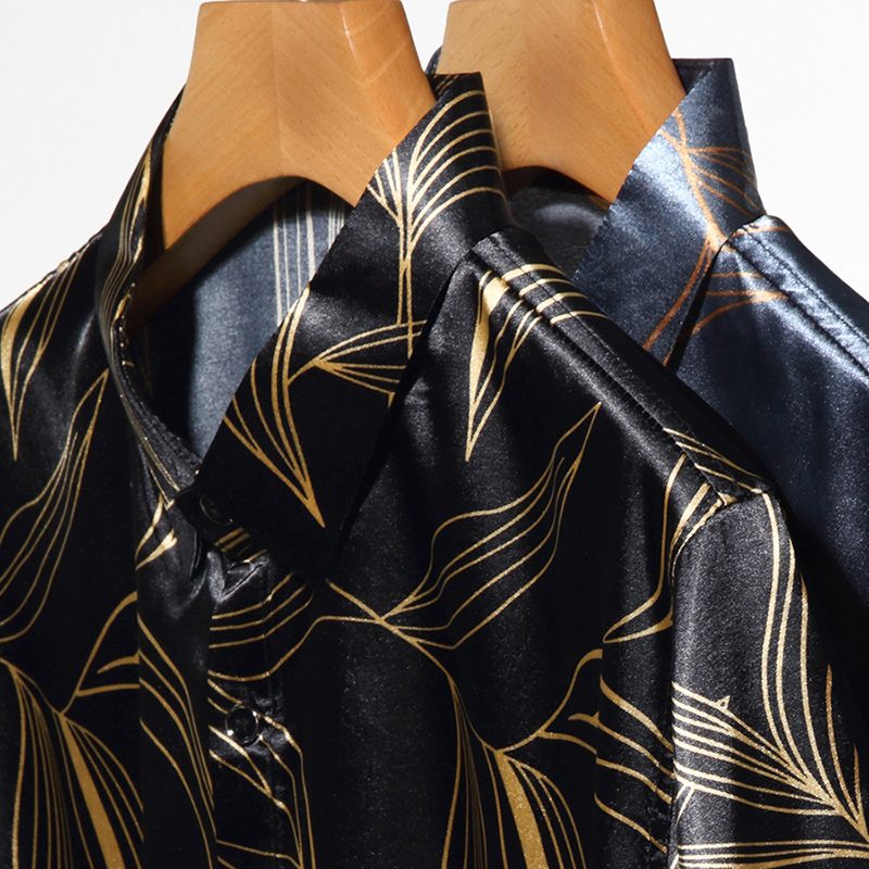 Verão 2022 roupas de seda masc - Mens Satin Silk Dress Shirt avaliação e preço