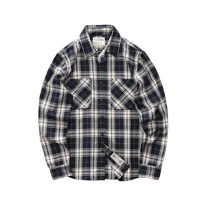 Outono novo japonês retro 300g - Flannel Plaid Shirt Heavy Weight avaliação e preço