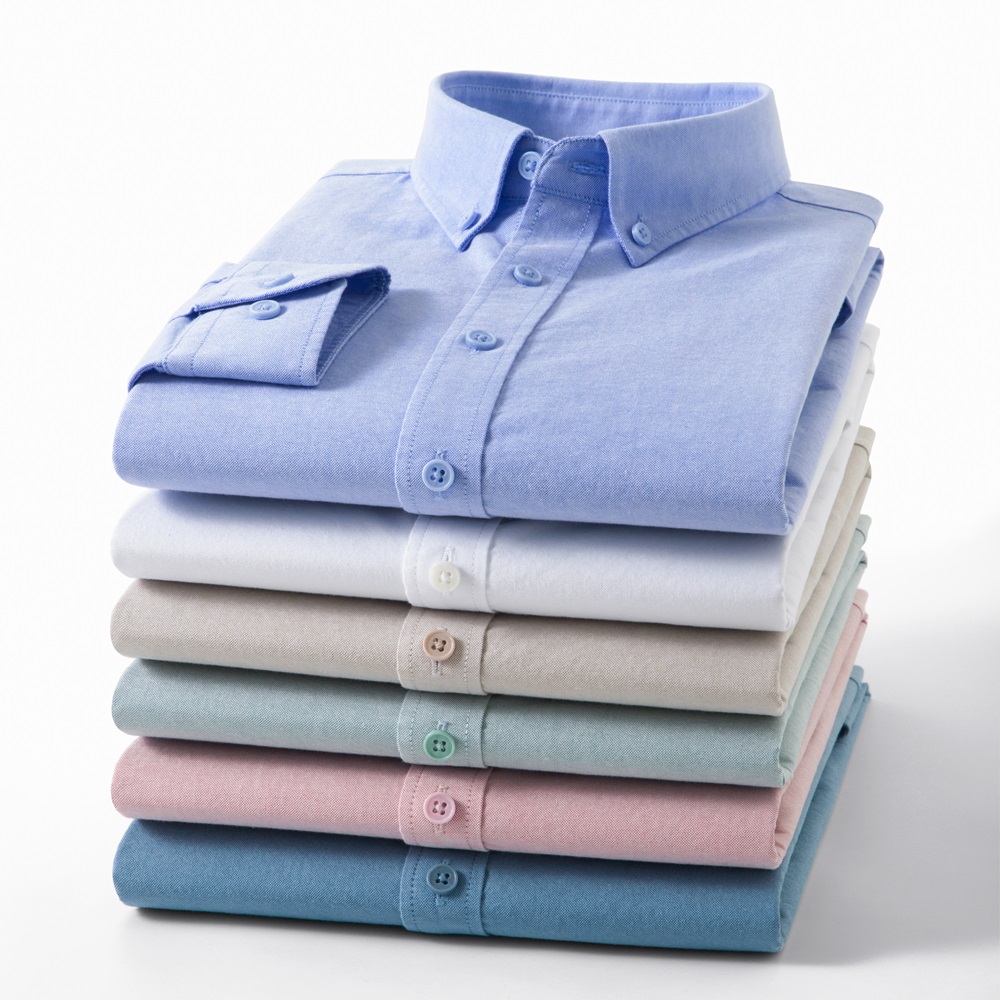 Camisa Oxford Masculina 100% A - Mandarin Collar Formal Shirt Slim Fit avaliação e preço