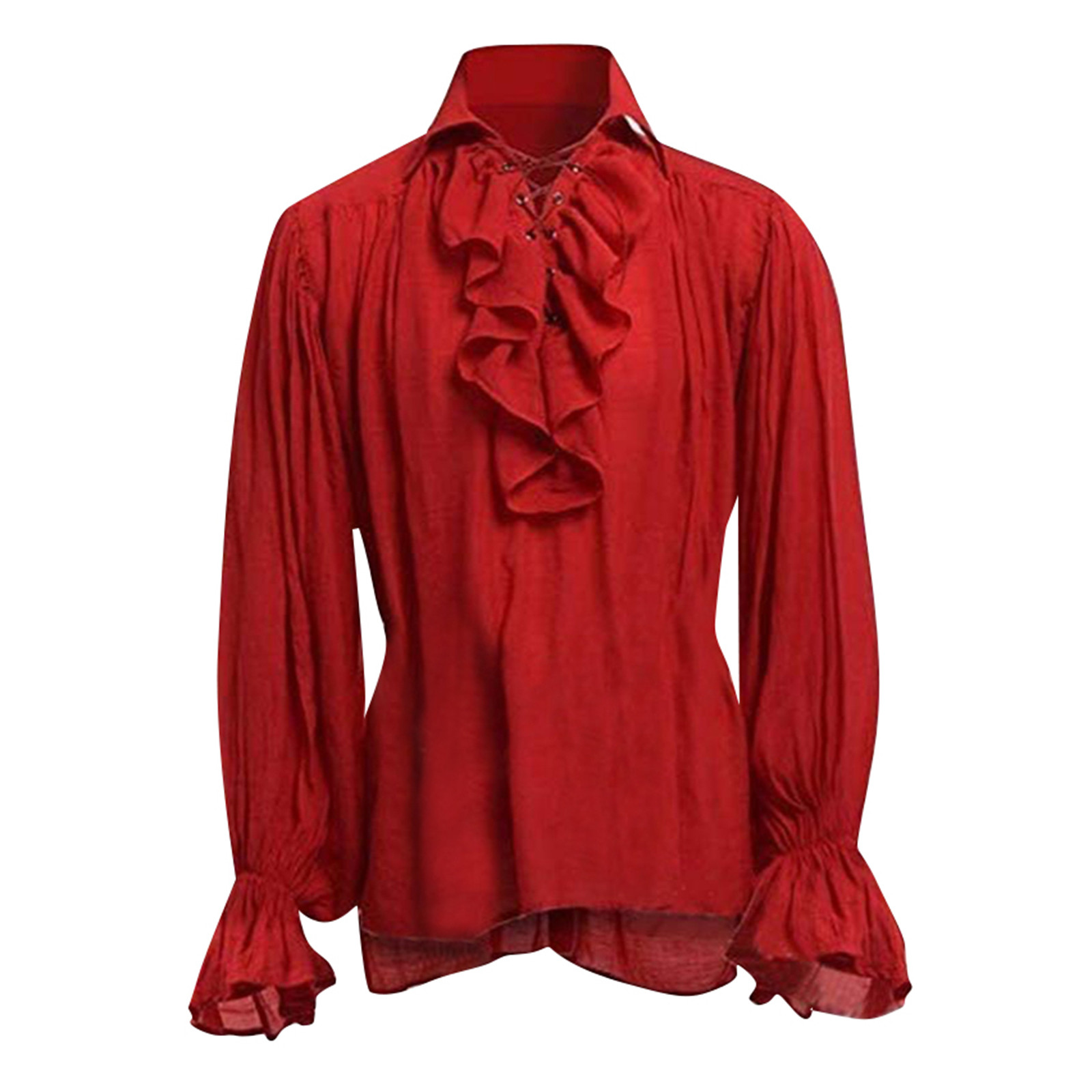 Camisa masculina de halloween  - Medieval Gothic Lace Up Pirate Shirt avaliação e preço