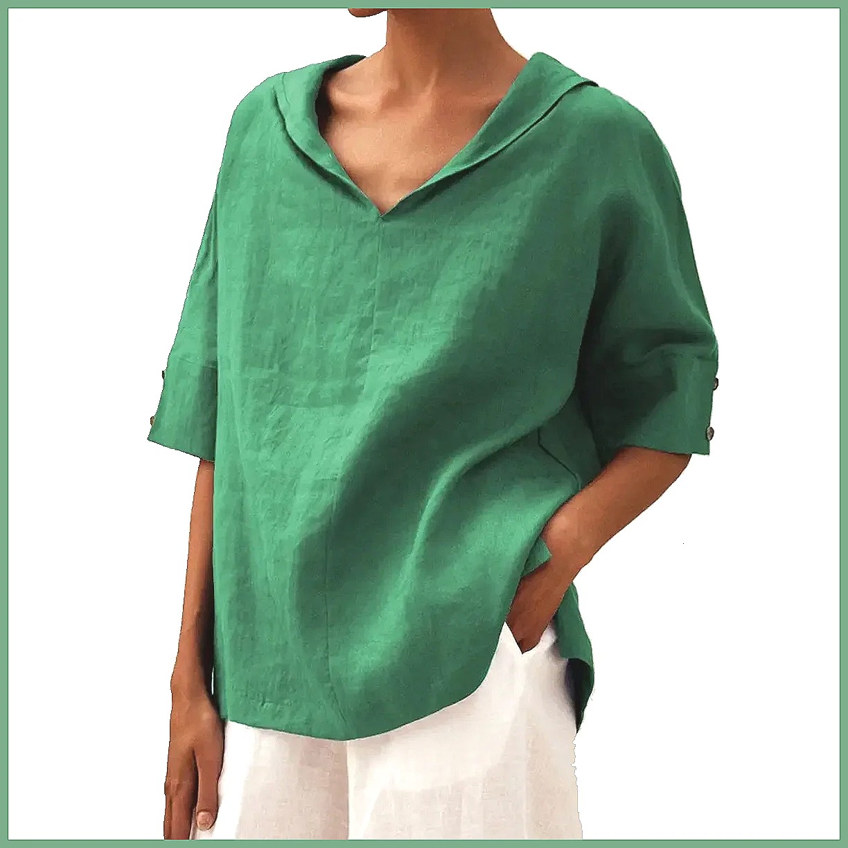 Camisa Feminina Solta de Algod - Shirts avaliação e preço