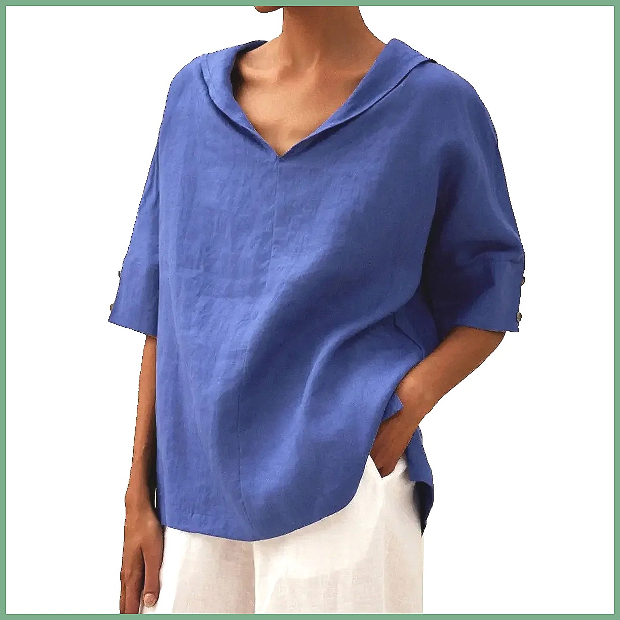 Camisa Feminina Solta de Algod - Shirts avaliação e preço