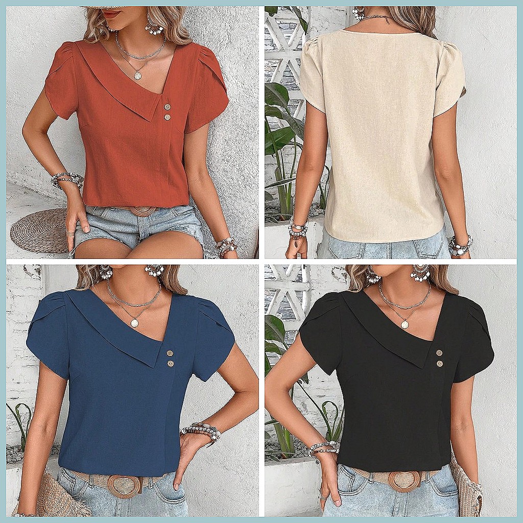 Blusa Vintage de Cor Sólida pa - Shirts avaliação e preço