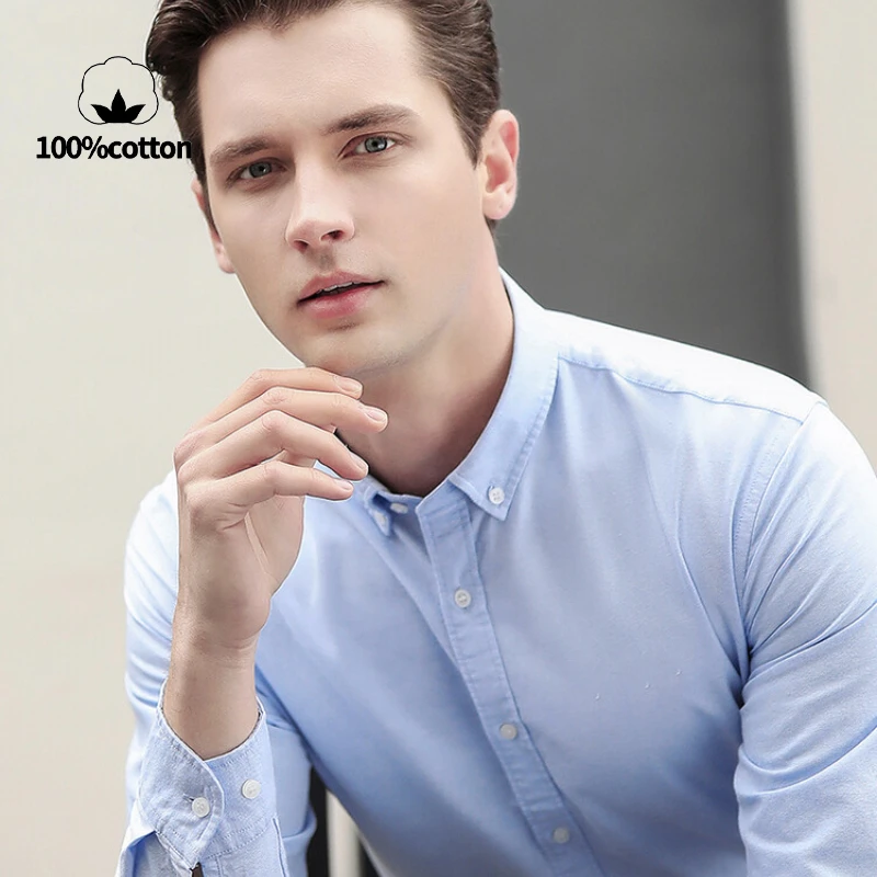 Nova Camisa Oxford Masculina 7 - Oxford Cotton Casual Shirt Business avaliação e preço